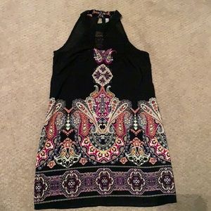 Very cute dress with high neckline and open shoulders